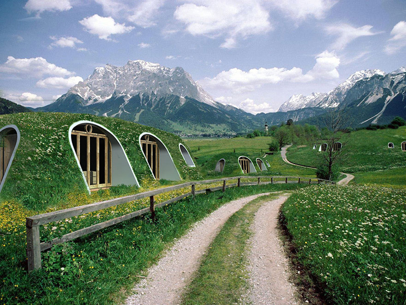 nhà module xanh như kiểu Hobbit